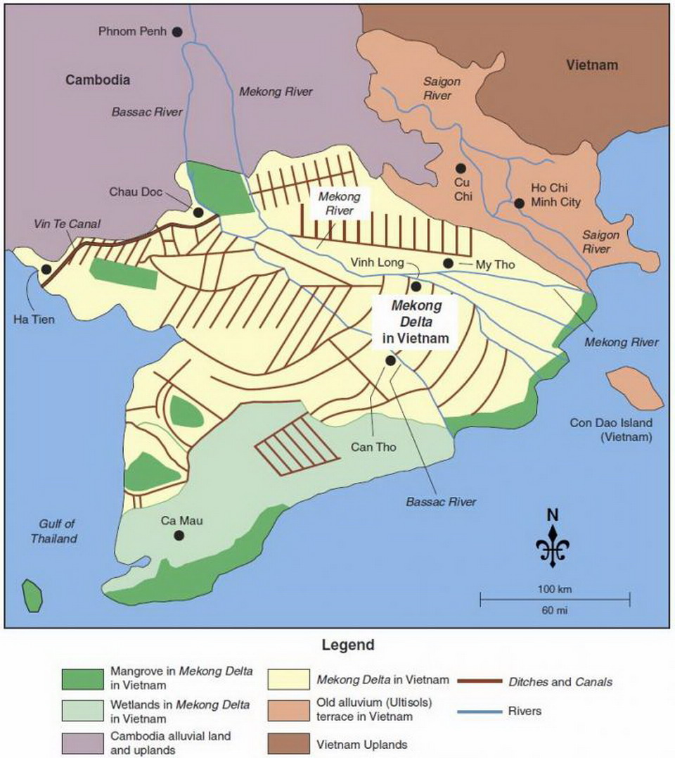 Vinh Trang pagoda tour: Full day Ben Tre My Tho Vinh Trang pagoda 45 Mekong Delta Travel Map