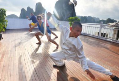 Tai chi on Bai Tho's sundeck